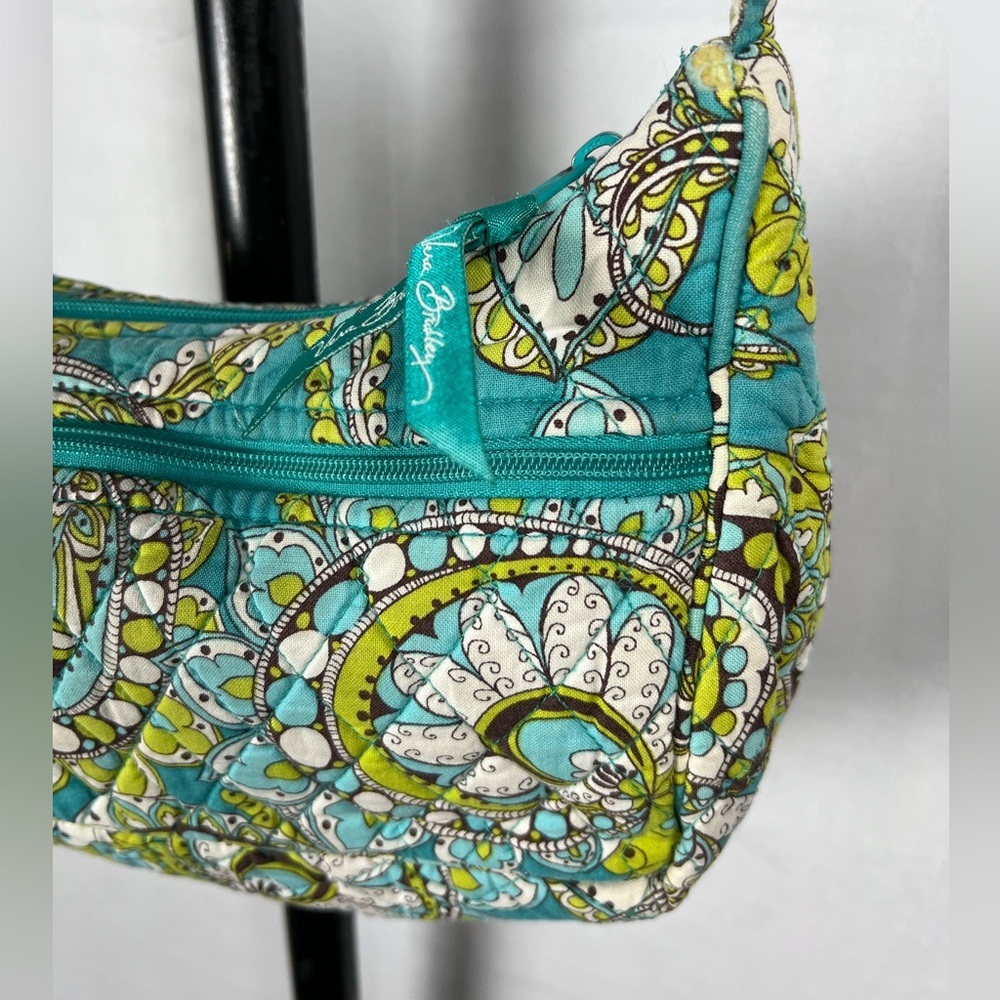 Vera Bradley Small Long Strap Shoulder Bag Blue Green Paisley - Picture 5 of 9
